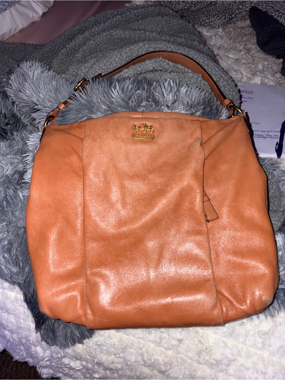 Coach Leather Hobo Bag in Tan Orange
